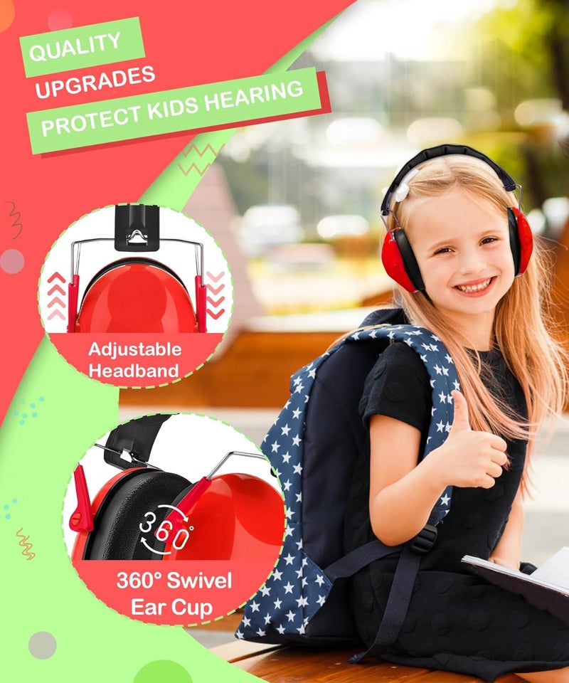 Zohan 032 Kids Noise Cancelling Headphones - 25dB NRR Kids Ear Protection, Hearing Protection Safety Ear Muffs for School Monster Truck Fireworks Traveling Studying Concerts Autism - Red - Image 3